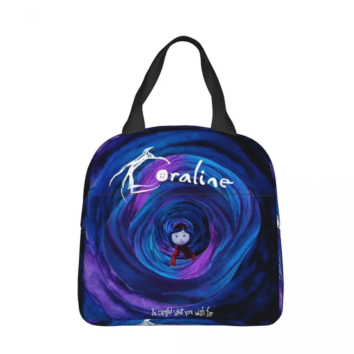 Coraline Halloween Horror Insulated Lunch Bag Portable Lunch Container Thermal Bag Tote Lunch Box School Picnic Girl Boy