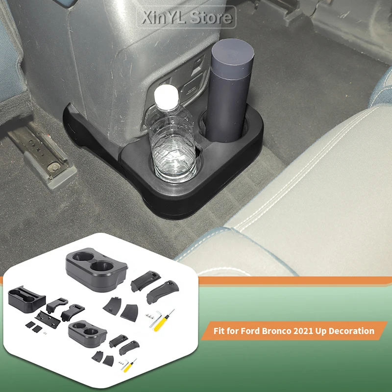 

Подстаканник для воды на заднем сиденье из АБС-пластика с ящиком для хранения для Ford Bronco (импортированный автомобиль), 4 двери, 2021, аксессуары для интерьера