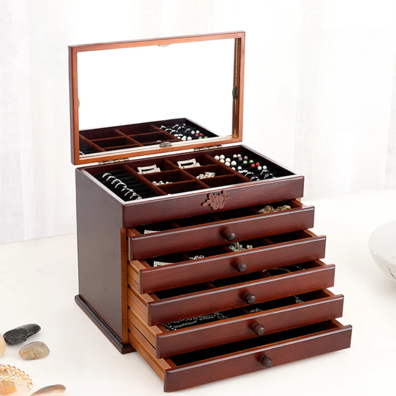 

Деревянный ящик, шкатулка для ювелирных изделий, органайзер для женских колец, планшетов