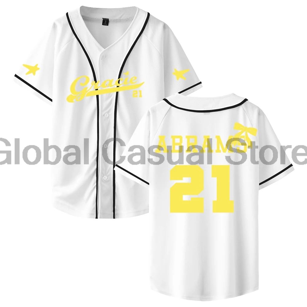 Gracie Abrams 21 Baseball Jersey The Secret of Us Tour 2025 Short Sleeve Button-up Shirts Men Women Streetwear Tee