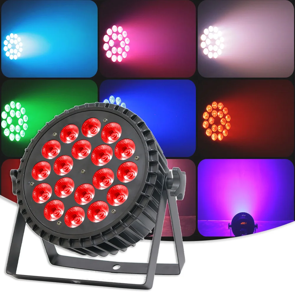 سبائك الألومنيوم LED المرحلة الإضاءة ، الاسمية 18x18 واط RGBWA UV 6in 1 ، DMX512 ديسكو DJ ، معدات المرحلة المهنية ، شحن مجاني