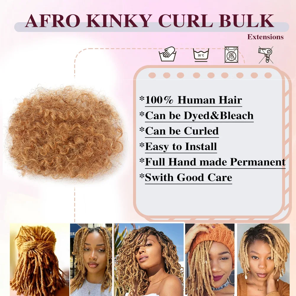 27 #   Extensiones de cabello humano 100% Afro rizado a granel, trenzas sucias Reggae, rastas de pelo de ganchillo Natural brasileño