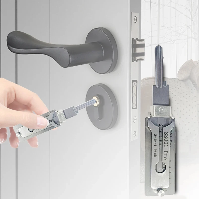 1pcs SS001 pro SS002 pro Key Decoder Stainless Steel Precision Tool O-ring Pickup Kit Hook Tool Pickup Hand Tool