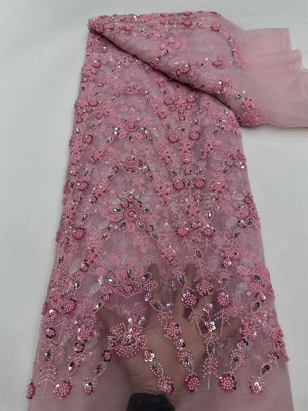 

Высококачественная африканская роскошная ткань из французского тюля с вышивкой бисером и пайетками 2026 для женских свадебных платьев