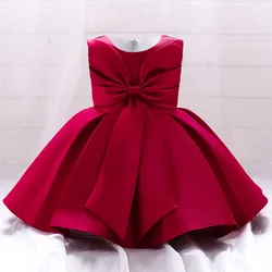 Sommer Taufe Bogen Prinzessin Party Kleidung Kinder Kostüm Kleinkind Mädchen Kleidung Elegante 1st Geburtstag Kleid Vestido Taufe