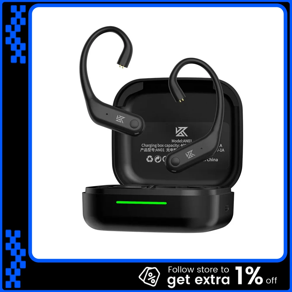 Kz an01 fone de ouvido sem fio bluetooth, redução de ruído ativo, portátil, alta fidelidade, decodificação de áudio, presentes personalizados