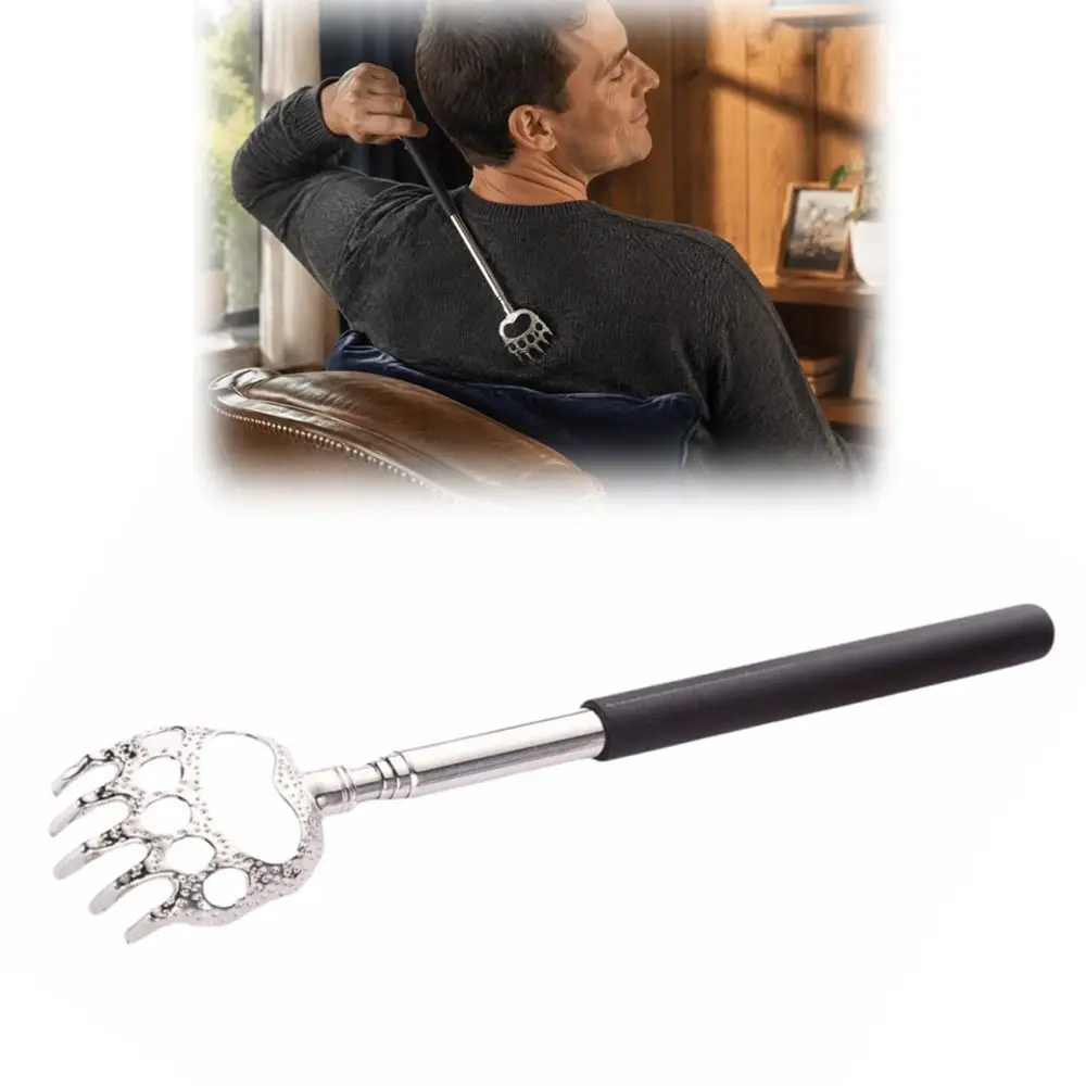 New Stainless Steel Bear Claw Back Scratcher Telescopic PVC Handle Head Massager Extendable Body Scratcher Personal Care