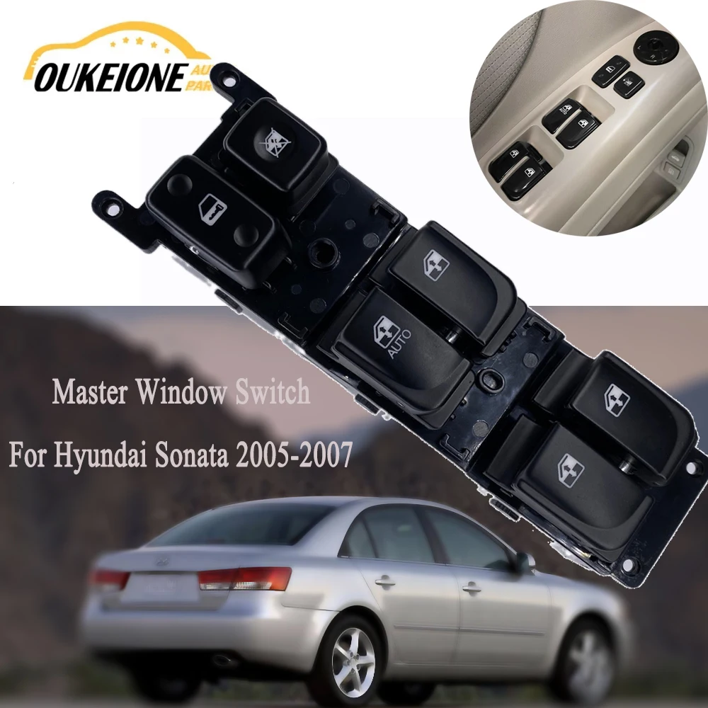 Front Left Driver Master Electric Window Door Lock Switch Glass Lifter Button for Hyundai Sonata 2.4L 2005 2006 2007 93570-3K010