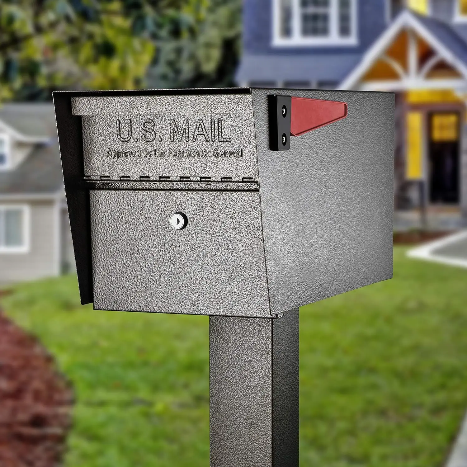 Mail Boss 7508 Curbside Mail Manager Security Bronze Locking Mailbox 7158 Oberflächenmontierte Grundplatte 7123, Bodenmontagepfosten