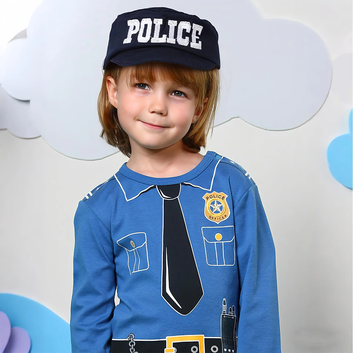 Bebê meninos piloto chapéu capitão da polícia cosplay traje adereços carnaval halloween boné infantil novidade festa de aniversário presente 6-18 meses