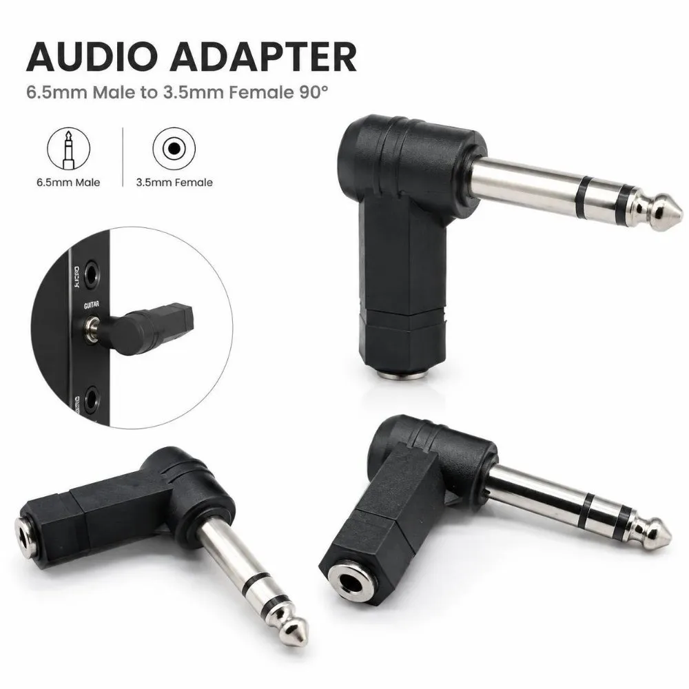 Zinc Alloy Audio Adapter Right Angle Stereo Dual Channel Audio Converter Male To Female Space Saving Plug Converter