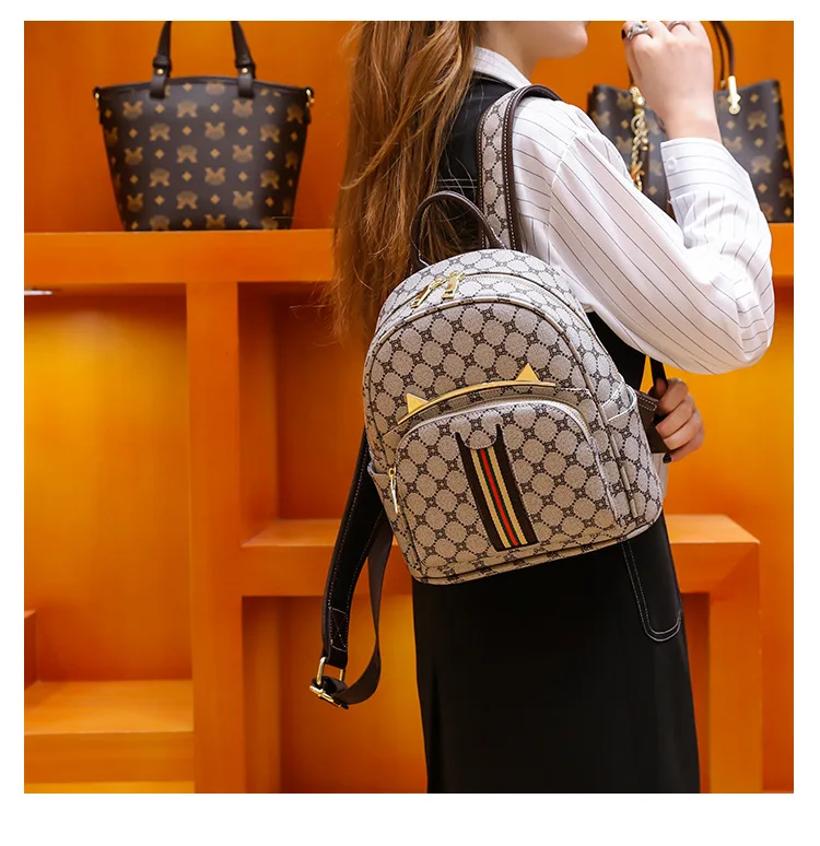 Fashion Classic Floral Girls Shoulder Bag Retro Commuter Double Ladies Backpack Simple Student Schoolbag Female Casual Girls Sho