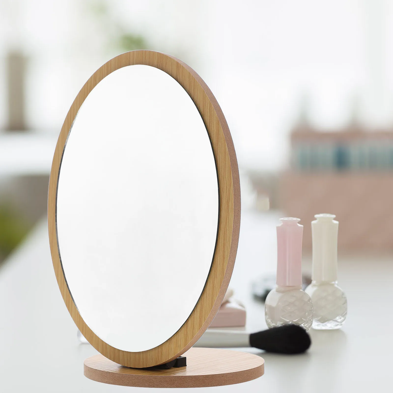 Miroir de maquillage pliable, 1 pièce, miroir de bureau de dessin animé, Beige, chambre à coucher, Salon de maison, mode, décor de bureau élégant