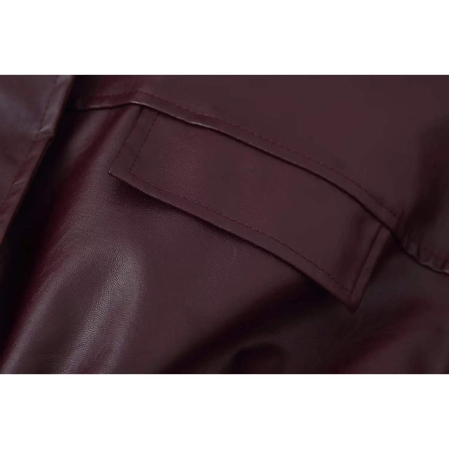 Faionable ort Leather Jaet المرأة الخريف جديد Sle الخصر مقصوص الوقوف طوق كيت كل مباراة ملابس خارجية