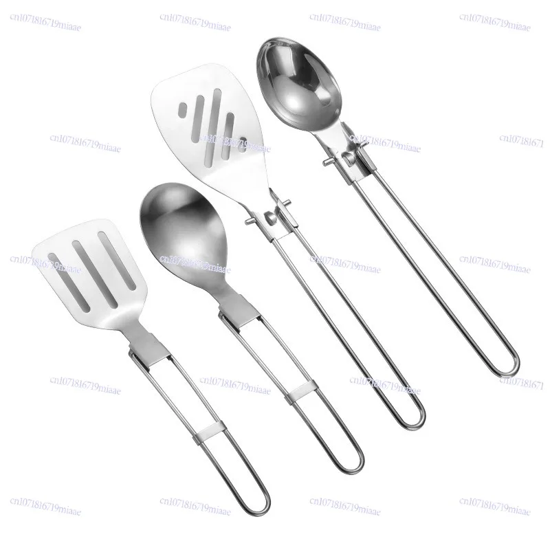 304 Stainless Steel Outdoor Kitchenware Set Camping Portable Folding Spoon Colander Spatula Picnic Travel