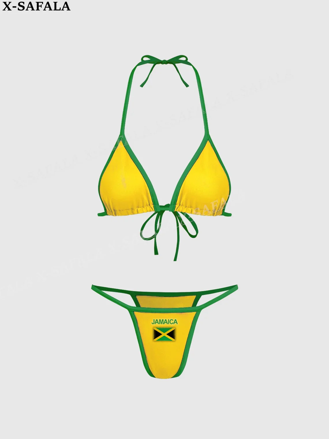 

Jamaica Country Flag Tie Straps Women Micro Sexy Bikini Bra Set Summer Beachwear Sexy Beach Two Pieces Bathing Suits Swimwear-1