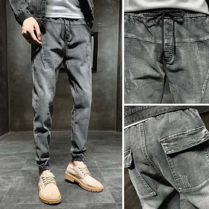 

Wholesale 2022 Fashion Ripped Hole Pencil Jeans Men's Autumn Winter Korean Trendy Slim Feet Wild Casual Long Denim Pants Hombre