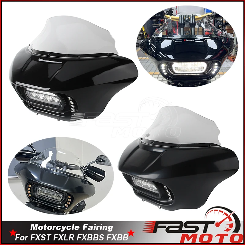 

Для Harley Softail Street Bob FXBB FXBBS Low Rider Shark Club Стиль Обтекатели Hi/Lo Beam Фара Обтекатель мотоцикла Лобовое стекло