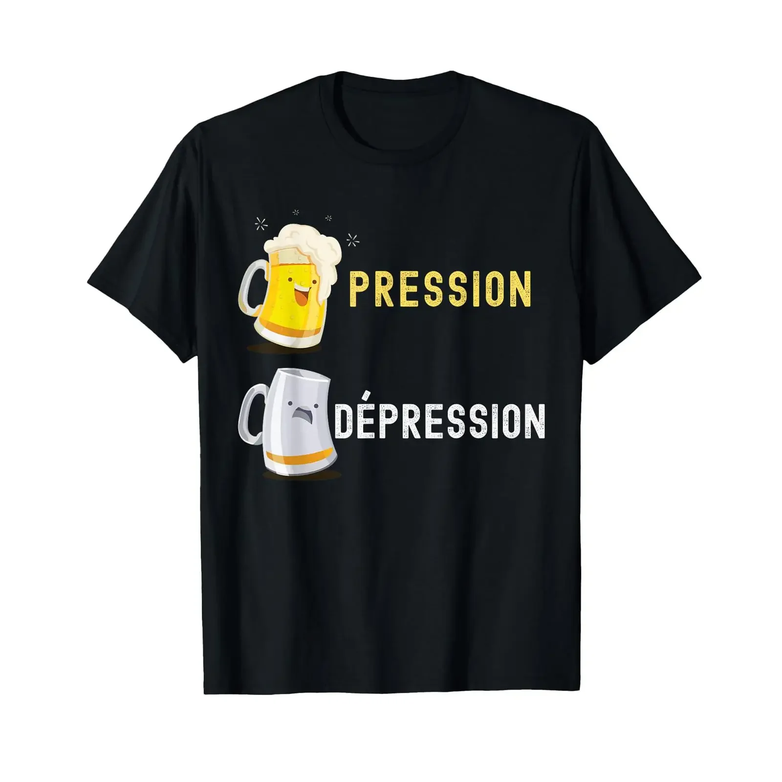 Depression Pressure Beer Man Apero Humor Binouze T Shirt vintage Washed Stylish Top For Everyday Wear fashion Slightly