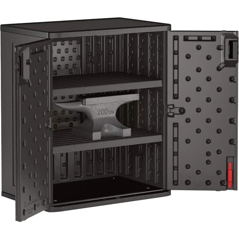 9 Cubic Ft. Heavy-Duty Resin Cabinet with 2 Shelves, Dark Grey