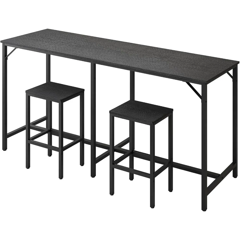 

70.9" Bar and Chairs Set, Dining and Chair Sets, 3 Piece Counter Height and 2 Stools, Kithcen Table for Home R