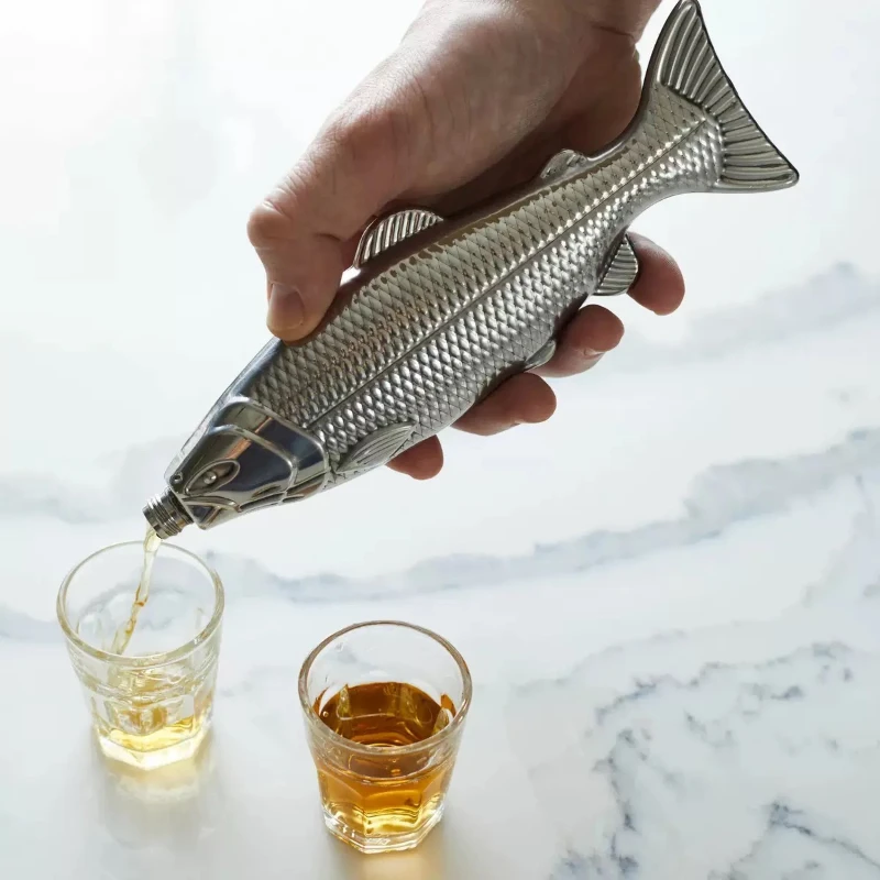 Fish Shaped Stainless Steel Liquor Flask Portable Alcohol Bottle Outdoor Bar Decor Liquor Container Serving Pot for Wine Gift