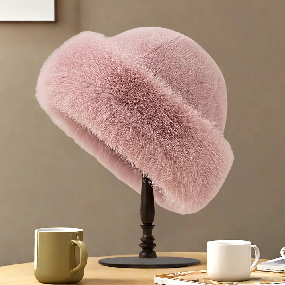 1pc Dames Winter Warm Dames Winterhoed Pluizig Dames Emmerhoed Pluche Vissershoed Verdikte Koude Sneeuw Panamahoed