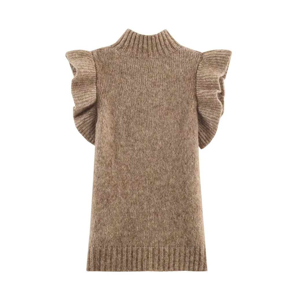 เสื้อแฟชั่นผู้หญิงสไตล์เรียบง่ายและอเนกประสงค์สำหรับฤดูใบไม้ร่วง ตกแต่งด้วยผ้าขนสัตว์แบบซ้อน