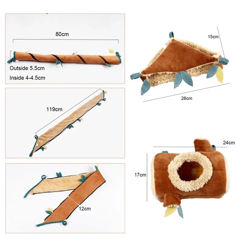 Small Pet Cage Set Mini New Born Animal House Hamster Hammock Nest Hanging Fleece Bed Tunnel Sugar Glider Guinea Pig