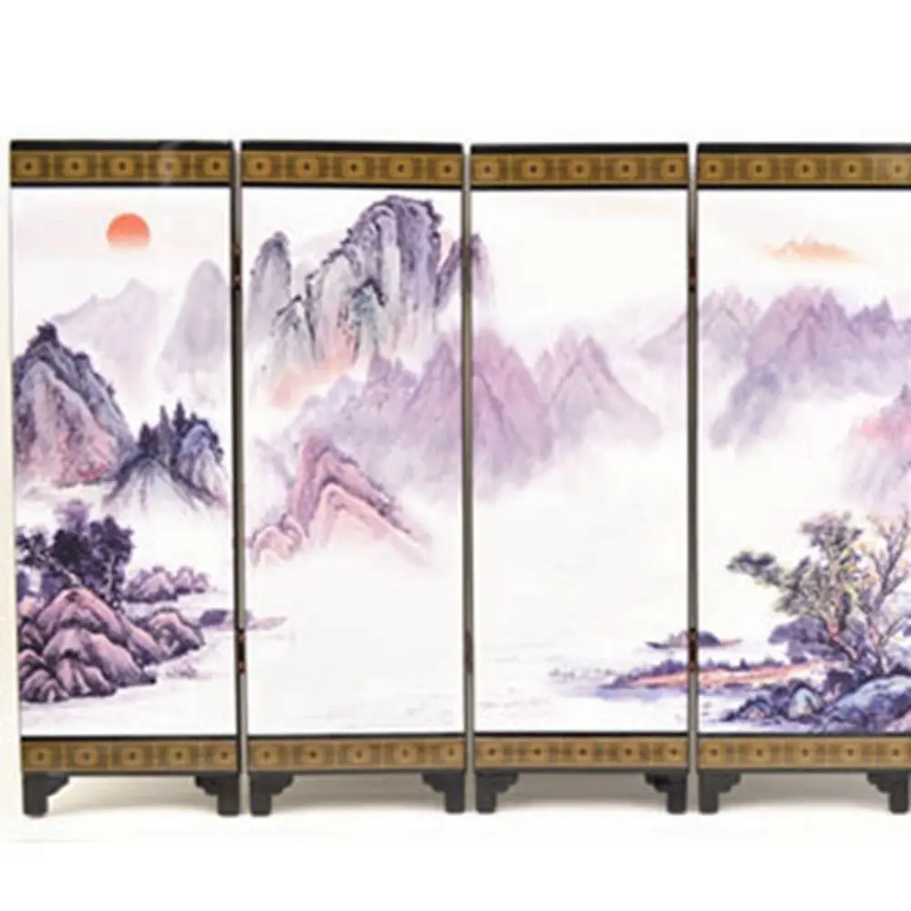 Business Gifts Home Decor Non-slip Featured Handicrafts Chinese Mural Antique Lacquerware Room Dividers Screen Ornaments