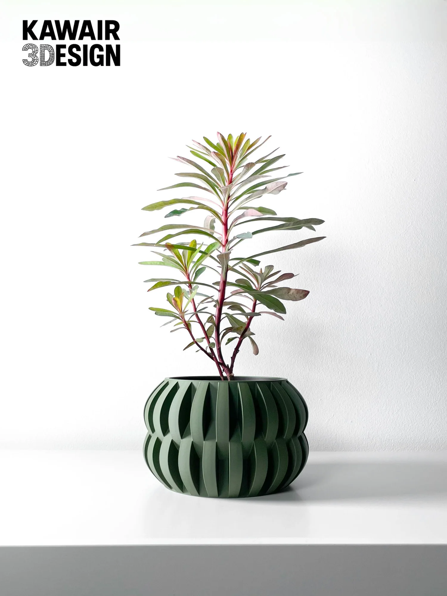 

3D Printed Flower Pot Line Texture Rhombus Square Minimalist Home Decor Strong Design Sense Sustainable