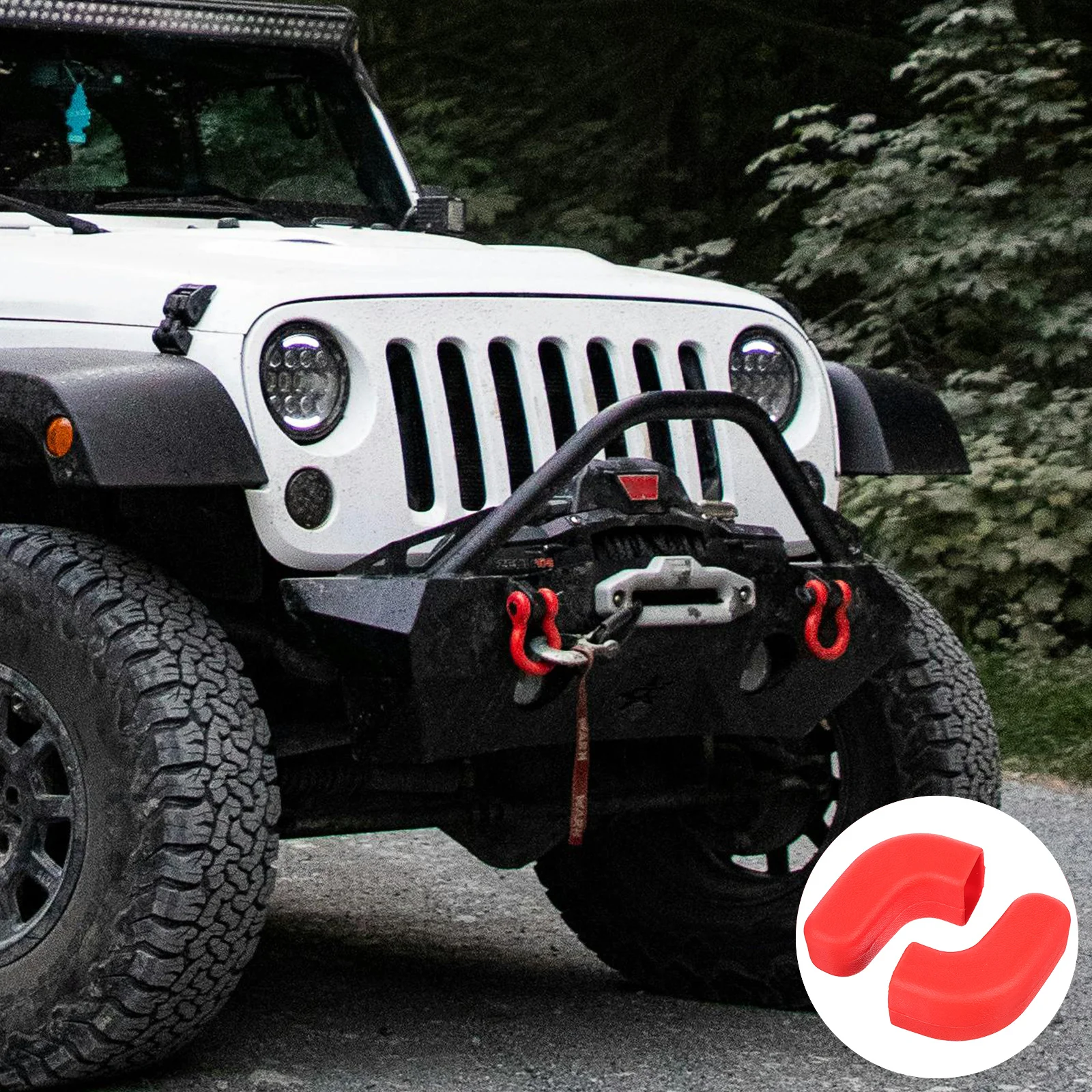 フロントバンパー牽引フックカバー JK JT 07-23 用 耐久性のある耐候性ゴム製フードキャッチブラケットコラムエンドキャップ