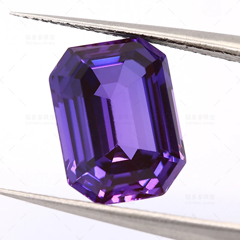 Purple Emerald Cut Synthetic Sapphires Lab Bred Sapphires Used As Raw Materials For Pendant Rings Custom Jewelry