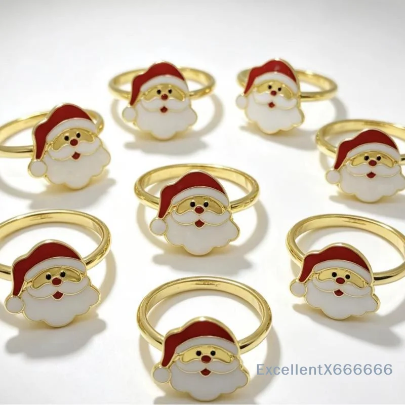 Christmas Themed Napkin Rings Classic Santa Design Table Decor for Hotel Xmas Event Home Holiday Dinner Supplies