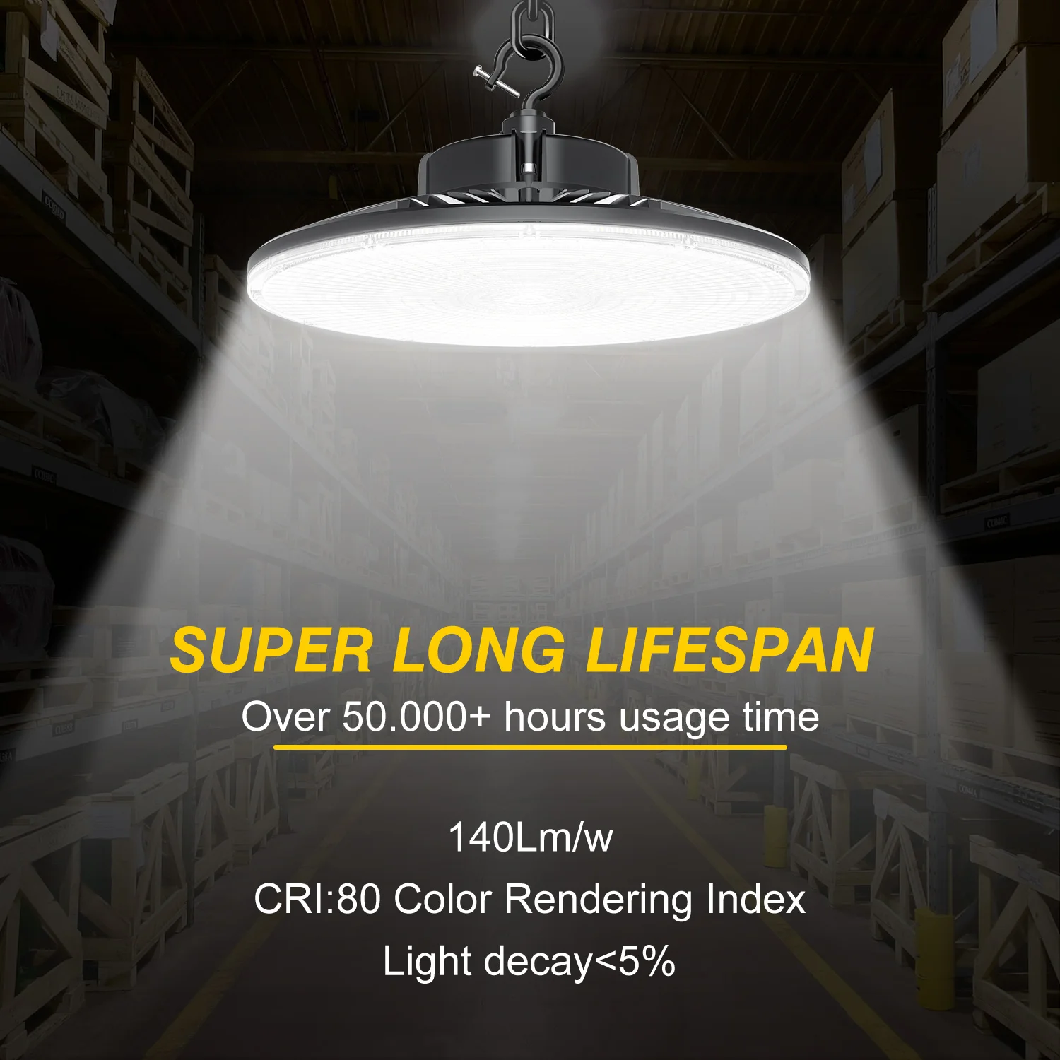 Regulável UFO LED High Bay Light, luminária, comercial, armazém, oficina, ginásio, 200W, 0-10V, IP65, 5000K