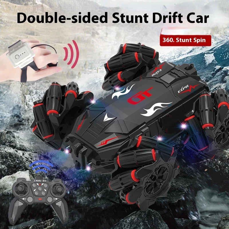 Stunt Car Gesture Sensor Dual Mode Remote Control Double-sided Car Drift With Sound Effects Light Children's Toys Birthday Gift