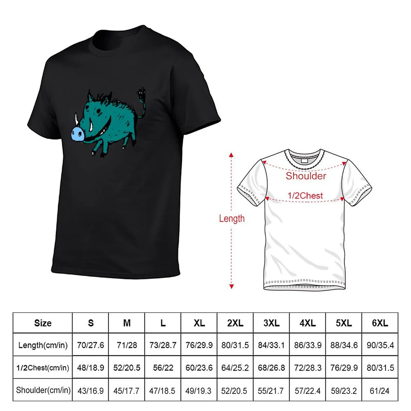 Blauw Wrattenzwijn T-Shirt Esthetische Kleding Jongens Blanken Jongens Dierenprint Koreaanse Mode Korte Mouw T-Shirt Heren