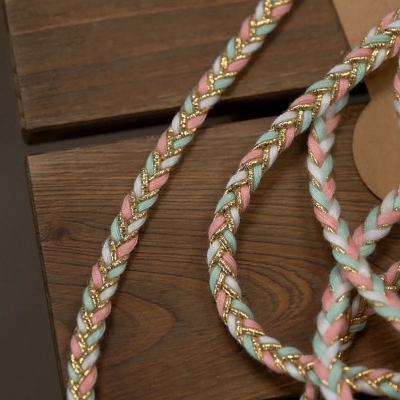 Pink Blue Cotton Braid Weaved Ribbon Frills Lace Collar Trim Fringe For Curtains Apparel Fabric Headwear Sewing DIY Craft