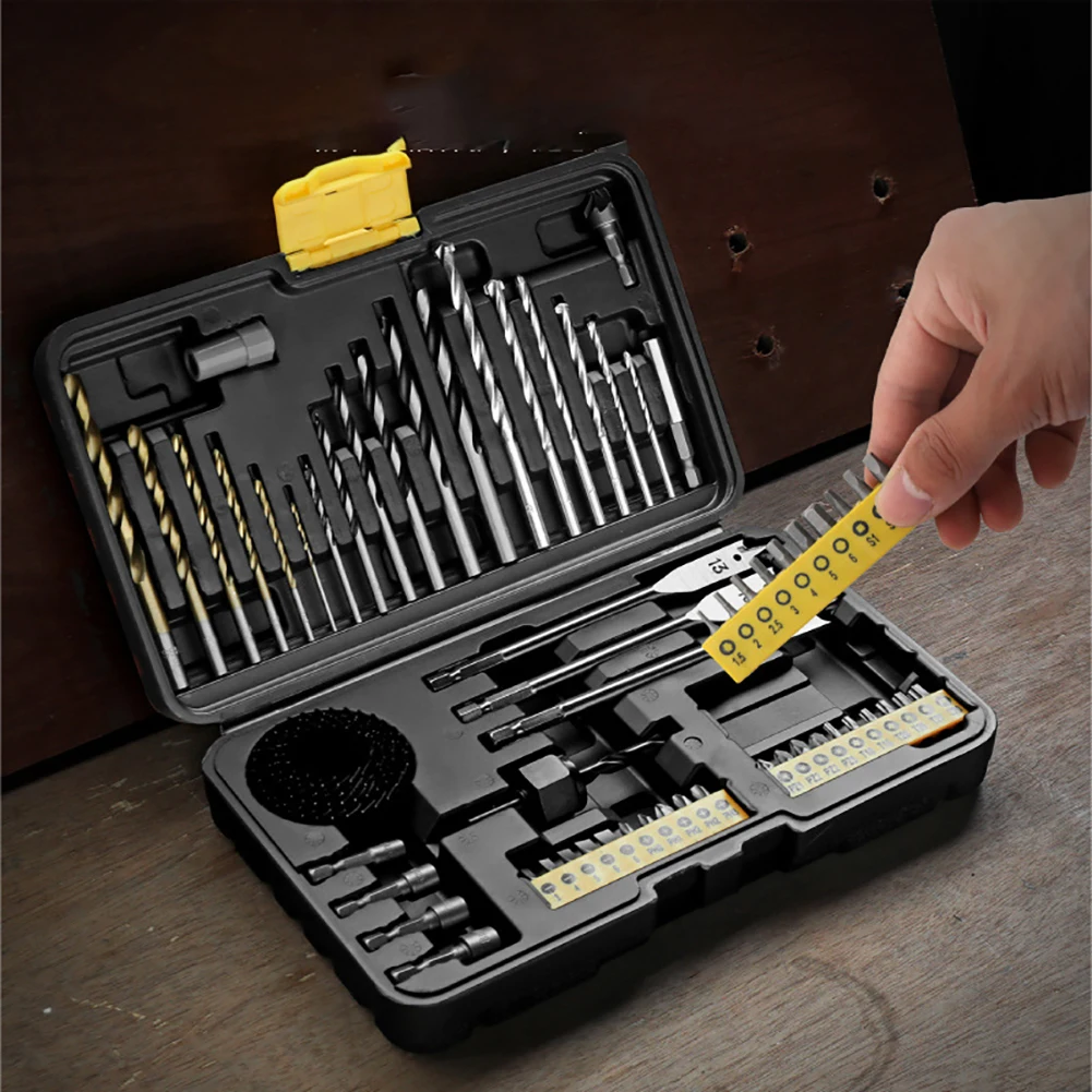 63PCS Multi Steel Drill Bits Set Screw Nut Driver Hex Socket For Torx Star Bit For Wood Metal Brick Concrete DIY Power Tool