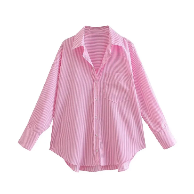 

2025 Hot Spring New Women's Long Sleeve Turn-Down Collar Poplin Shirt2509828 046