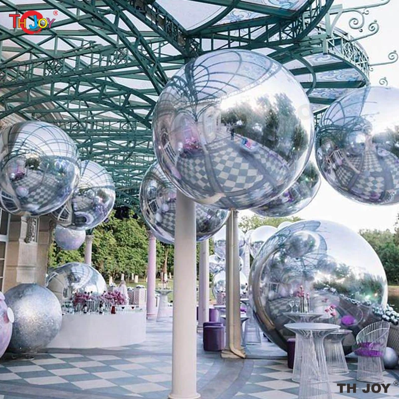 Dazzling Giant Outdoor Silvery Inflatable Mirror Ball For Disco Party Decoration 50cm 100cm Inflatable Mirror Spheres