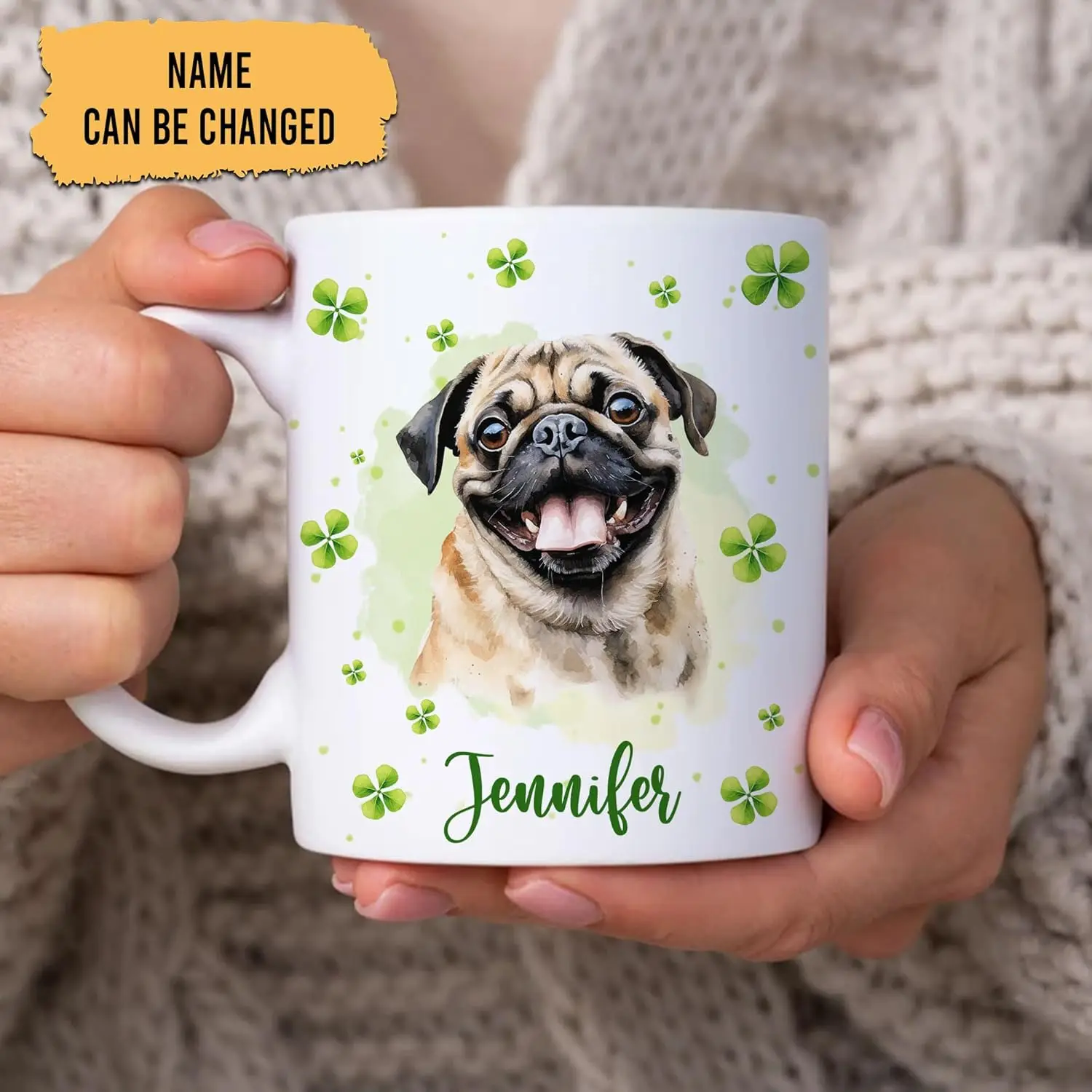 Personalized Gifts Boxer Lover - With Lucky Four Leaf Clover Custom Ceramic Coffee Mug Cup 11oz 15oz - Cute Dog Lover For Women