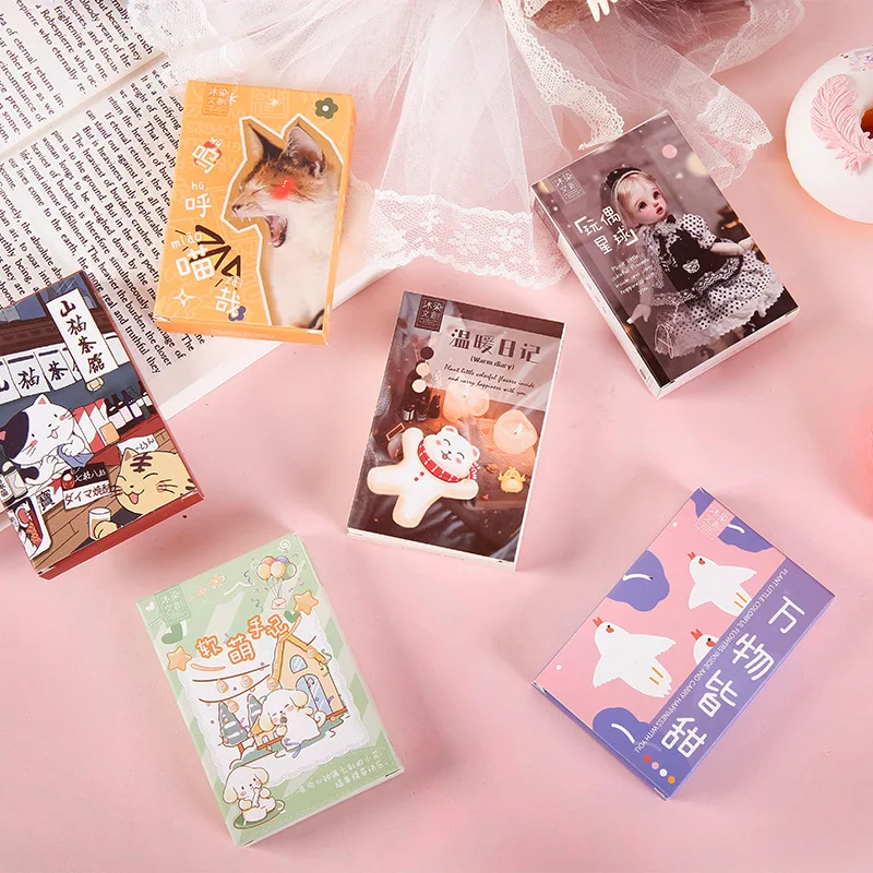 27 Pcs/Set Leisurely Garden Series Lomo Card Hand Painted Cartoon Doll and Cat Mini Postcard Photo Card Gift Stationery