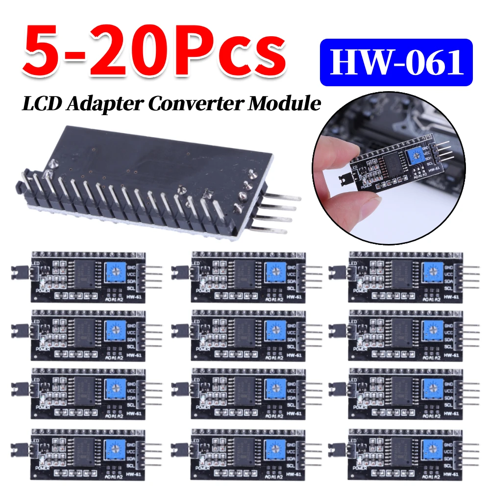 5-20Pcs HW-061 PCF8574 LCD Adapter Converter Module IIC I2C LCD1602 2004 LCD Display Adapter Module 5V for Arduino Robort Parts