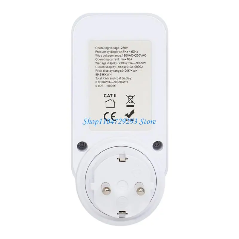 Watt Meter Socket Power Meter Large Display Overloading Protective Wattage Tester Electricity Usage Monitoring Tester 