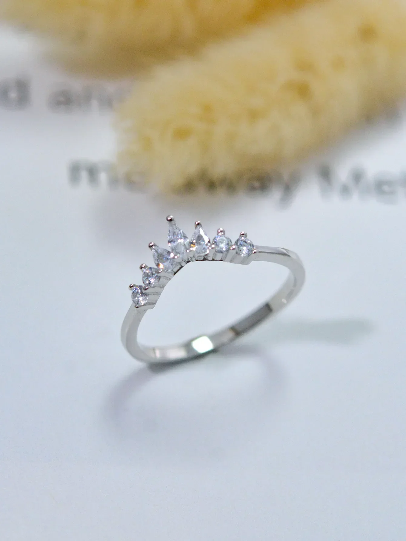 2026 European and American New 100% S925 Sterling Silver Simple Zircon Ring Little Princess Crown Ring Sen Style Ring Girl