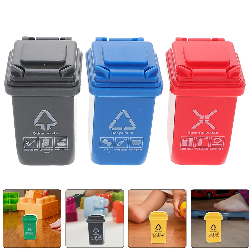 

15 Pcs Miniature House Garbage Can Tiny Trash Model Toys Decorate Plastic Scene Small Bin