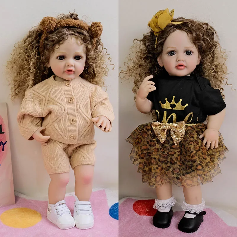 

55 см Бетти, мягкая виниловая кукла для всего тела Reborn для малышей, вьющиеся светлые волосы, реалистичная кукла принцессы, Рождественский подарок для девочек