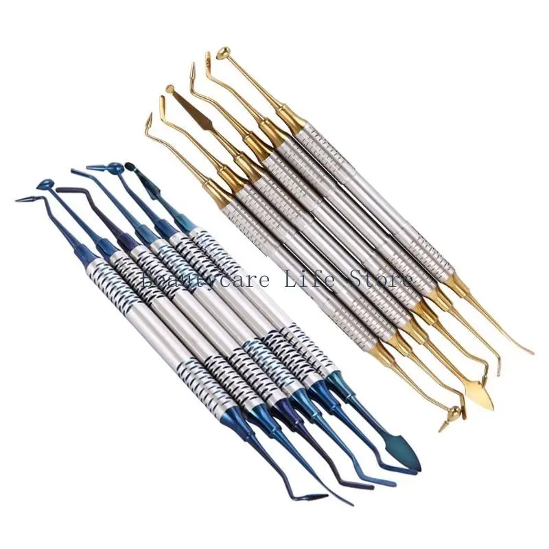 652C 6pcs Dental Instrument Composite Resin Filling Spatula for Titanium Plated for Head Filler Thick Handle Restoration