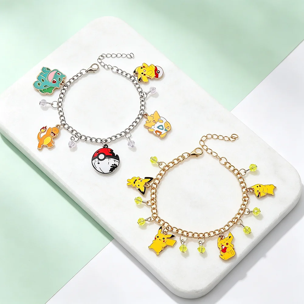 Kawaii Elf Monster Metal Pendant Bracelet with Crystal Beads Anime Themed Jewelry Gift for Girls And Women Fans